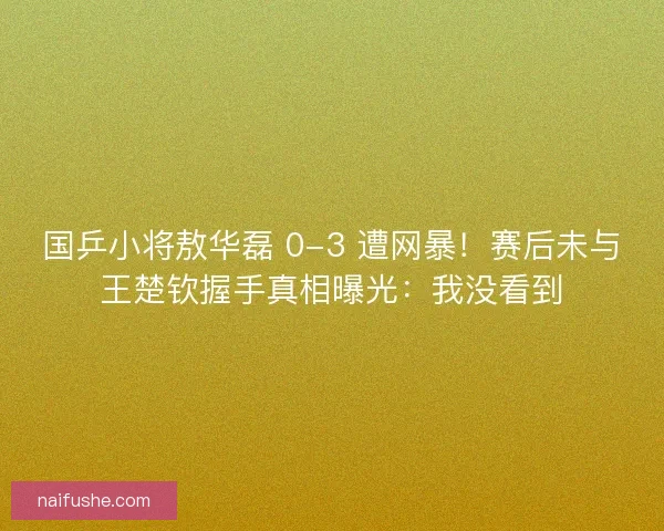 国乒小将敖华磊 0-3 遭网暴！赛后未与王楚钦握手真相曝光：我没看到
